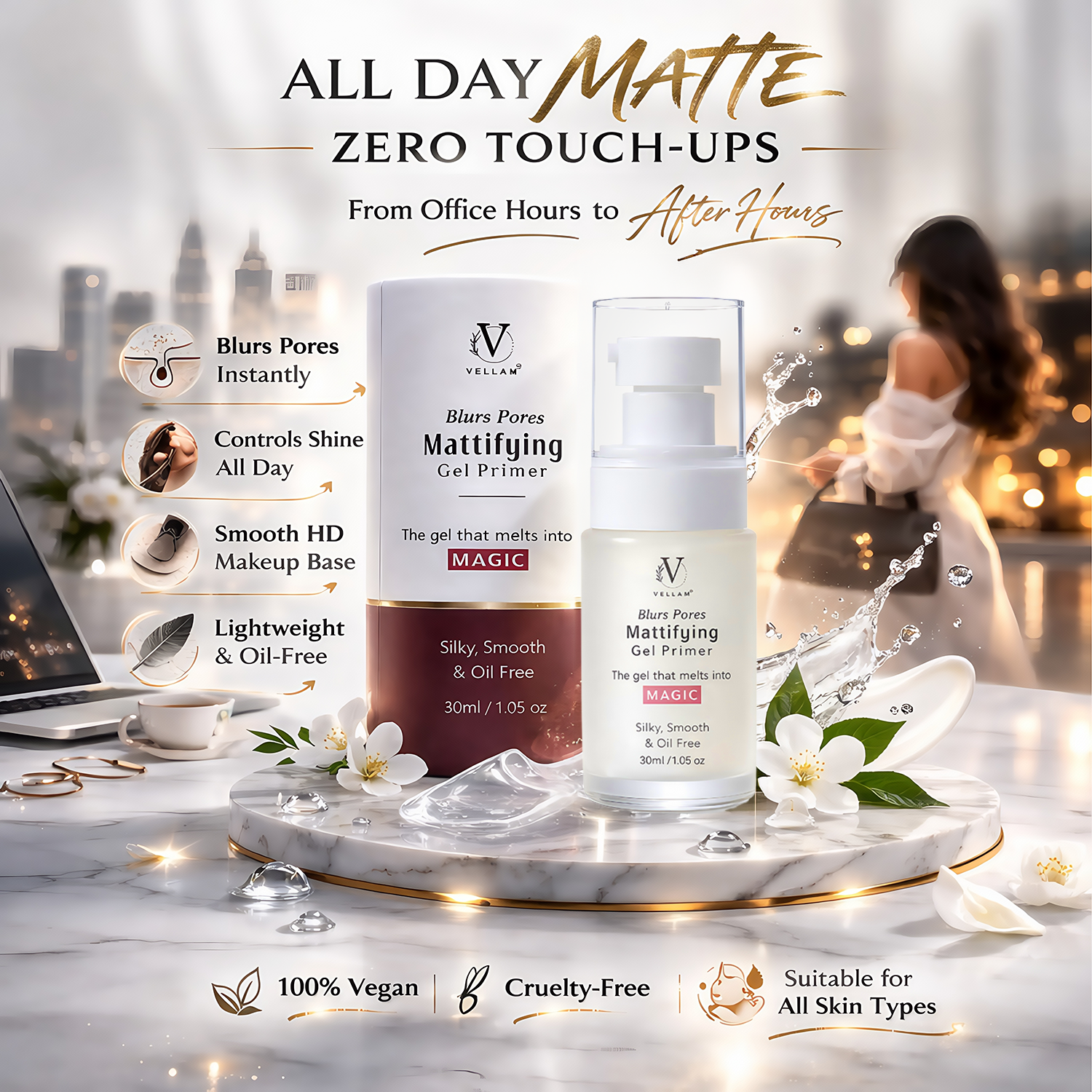 Vellam Blurs Pores Mattifying & Skin Perfecting Gel Primer for all skin types