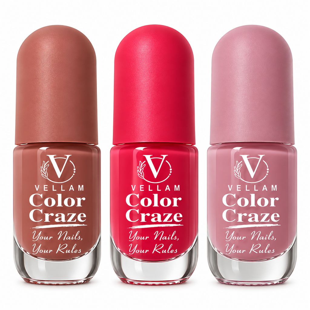 VELLAM Color Craze Nail Paints 10g Each - Shade #09#34#28 Combo 1