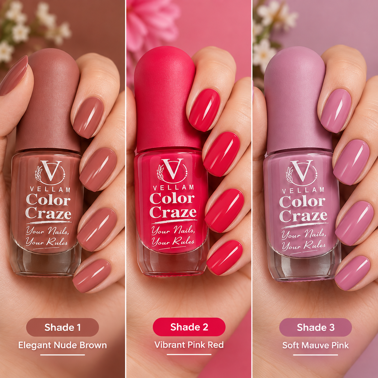 VELLAM Color Craze Nail Paints 10g Each - Shade #09#34#28 Combo 1 Secondary image
