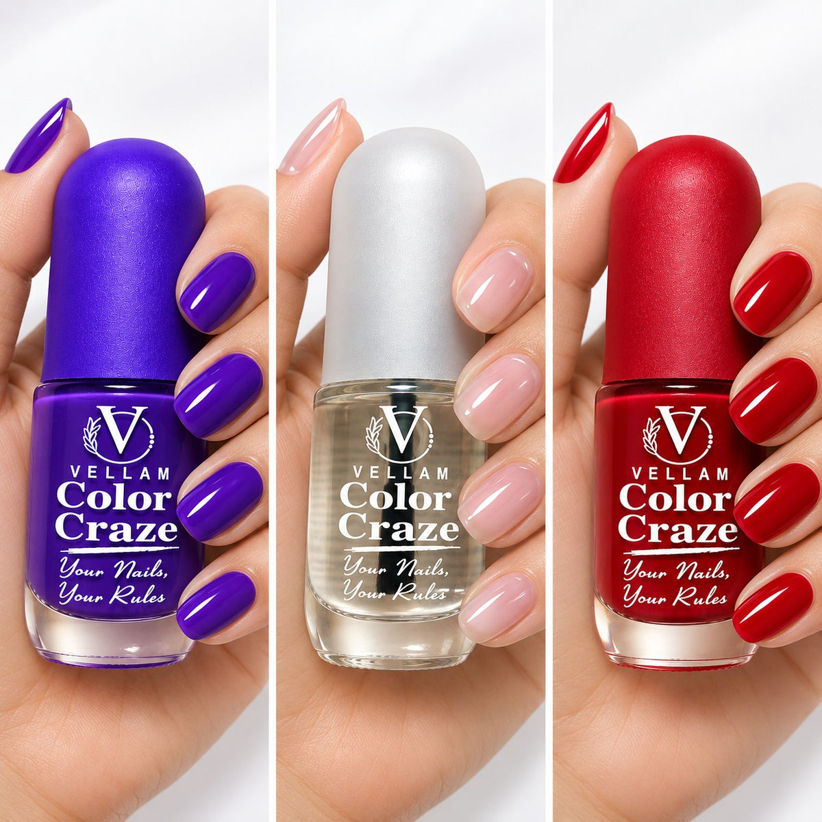 VELLAM Color Craze Nail Paints 10g Each - Shade 23,20,29 Main image
