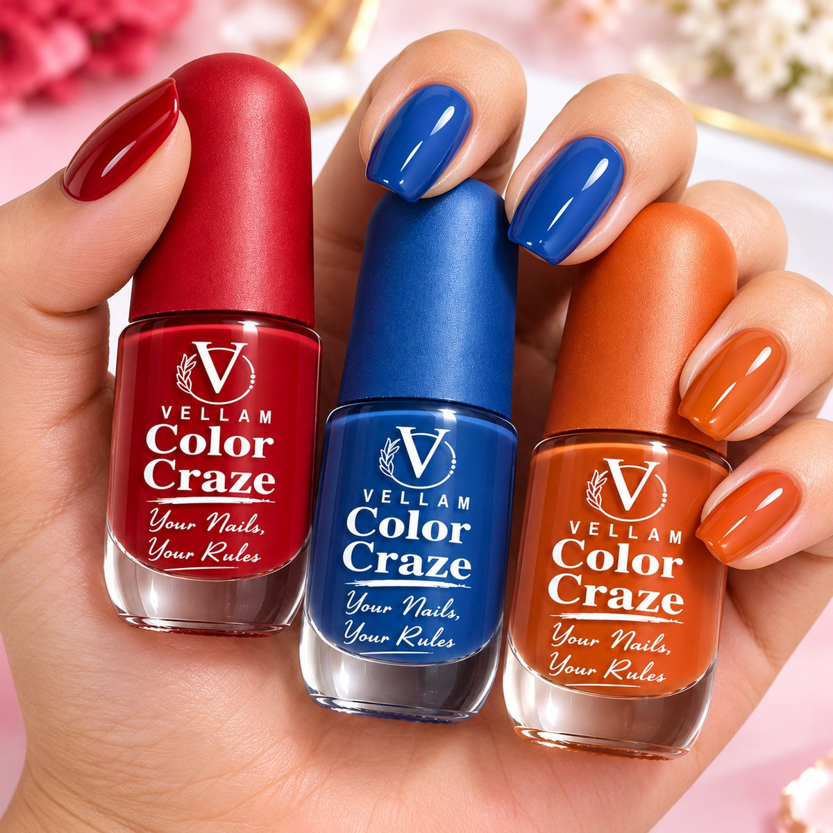 VELLAM Color Craze Nail Paints 10g Each - Shade 02,10,26