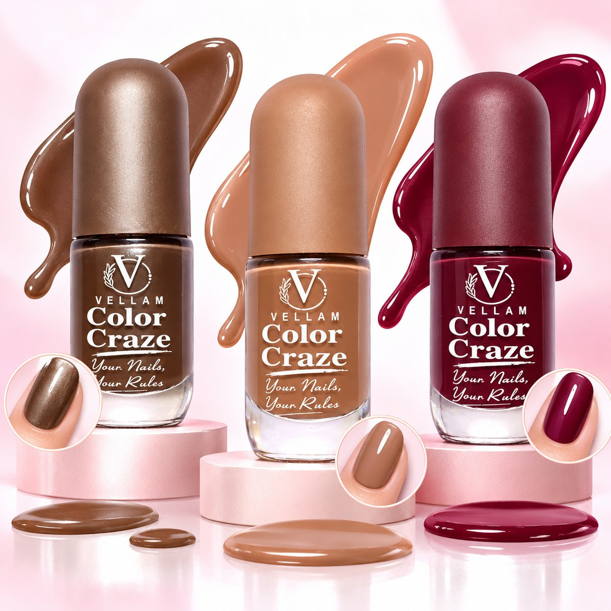 VELLAM Color Craze Nail Paints 10g Each - Shade 24,14,30 Main image
