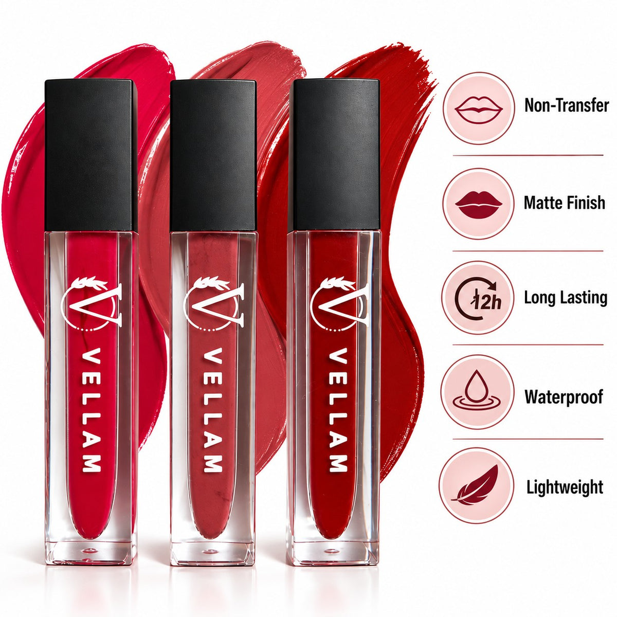 VELLAM Moody vibe Liquid Matte Lipstick Combo of 3 in 1 Pack- Shade 06,18,28