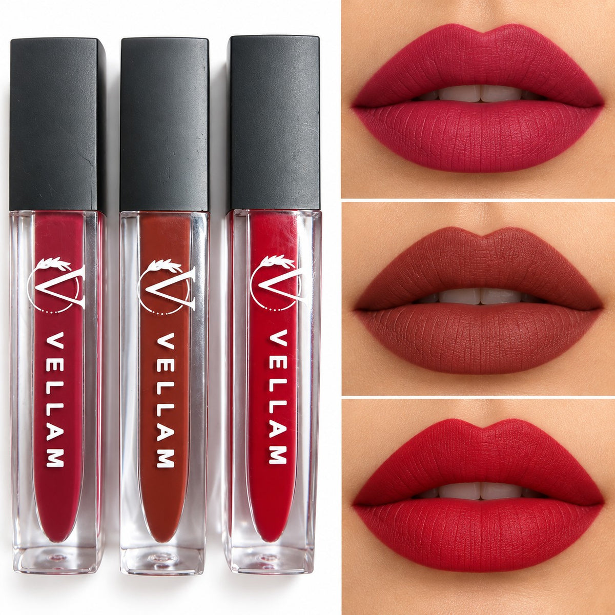 VELLAM Moody vibe Liquid Matte Lipstick Combo of 3 in 1 Pack- Shade 01,09,33