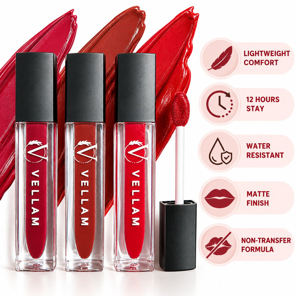 VELLAM Moody vibe Liquid Matte Lipstick Combo of 3 in 1 Pack- Shade 01,09,33